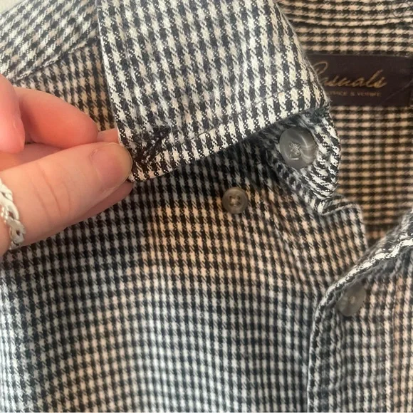 Casuals heavy cotton flannel Houndstooth button down shirt medium - Picture 10 of 11